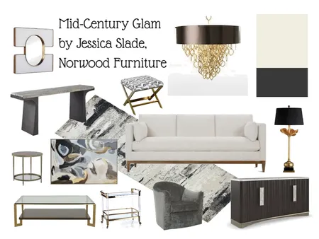 Mid-Century Glam, by Jessica Slade, Norwood Furniture Interior Design Mood Board by Jessica on Style Sourcebook