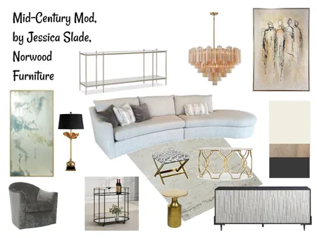 Mid-Century Mod Living Room B, By Jessica Slade, Norwood Furniture Interior Design Mood Board by Jessica on Style Sourcebook