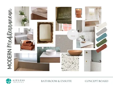 Modern Mediterranean Bathroom/Ensuite Interior Design Mood Board by Ajeless Designs on Style Sourcebook