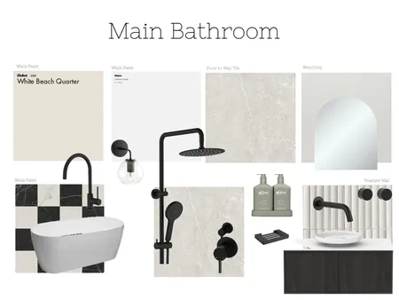 Main Bathroom black and white check Interior Design Mood Board by soriyacharlie on Style Sourcebook