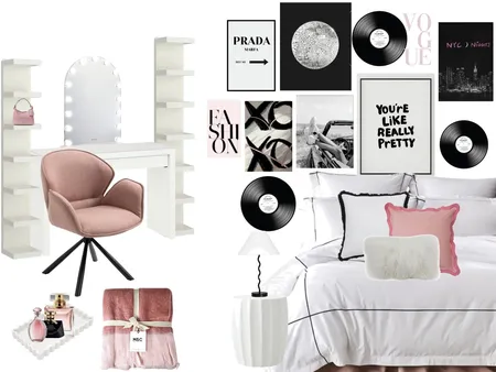 Tween Girl Bedroom - Blush Black and White Interior Design Mood Board by The Ginger Stylist on Style Sourcebook