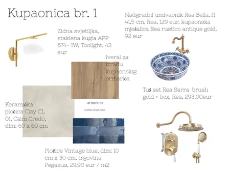Kupaonica br. 1 Sandra Interior Design Mood Board by acikovic on Style Sourcebook