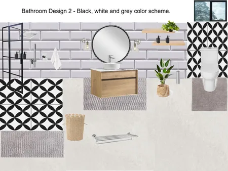 Lindies Residence Design 2- Black, white & Grey bathroom Color Scheme Interior Design Mood Board by Asma Murekatete on Style Sourcebook