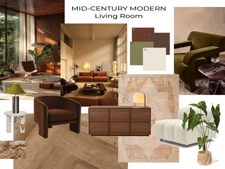 Mid-Century Modern Living Room Interior Design Mood Board by Deb Mazza on Style Sourcebook
