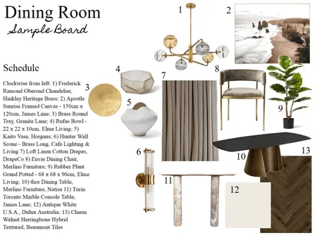 Module 9 - Dining Room Interior Design Mood Board by salenebb on Style Sourcebook