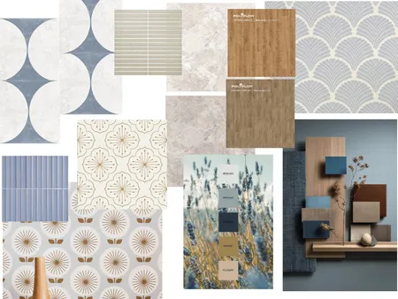 Tile, wallpaper, colour palette Interior Design Mood Board by jquinn