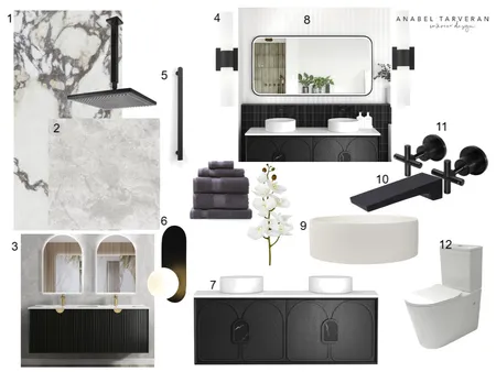 Modern Classic Bathroom | Monochromatic Interior Design Mood Board by TarveranInteriors on Style Sourcebook