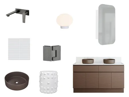 Walnut and Gun metal bathroom Interior Design Mood Board by Style Sourcebook on Style Sourcebook