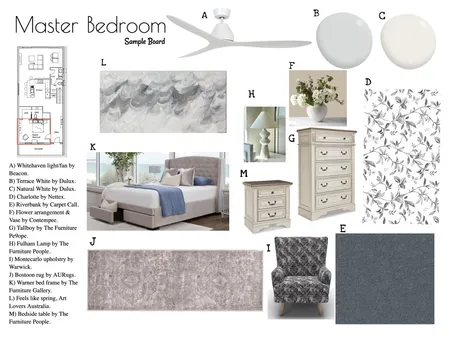 Master Bedroom Interior Design Mood Board by Becks Interior Designs on Style Sourcebook