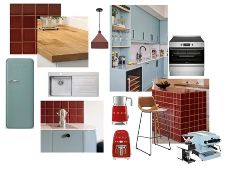 burgundy & blue-grey kitchen Interior Design Mood Board by stratoula on Style Sourcebook