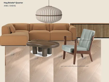 livingroom walnut + teak + lario111 yellow sofa Interior Design Mood Board by tomaskarkalas on Style Sourcebook