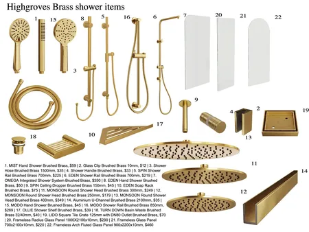Highgroves Brass Shower Items Interior Design Mood Board by maeve home & style on Style Sourcebook