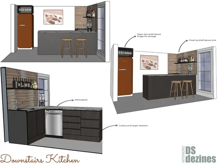 Tina Downstairs Kitchen Interior Design Mood Board by DSdezines Interiors