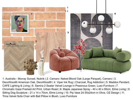 Split apartment Interior Design Mood Board by rebecca.reardon@billyblue.torrens.edu.au