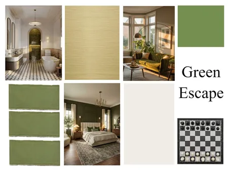 Green Escape Art Deco Concept Interior Design Mood Board by Meleena17