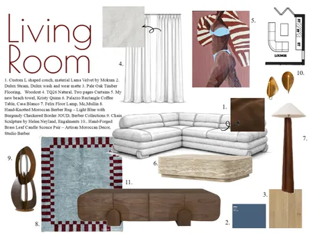 Living Room Interior Design Mood Board by BeaRoseRees
