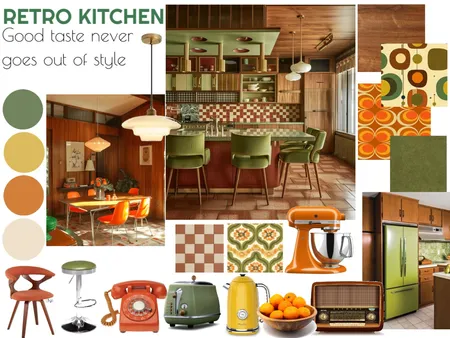 Retro Kitchen Room-specific Mood Board Interior Design Mood Board by juliette.young
