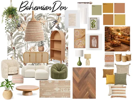 Boho Den Interior Design Mood Board by KatMerc on Style Sourcebook