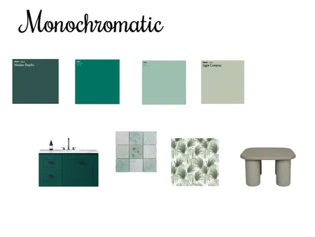 Green Monochromatic Interior Design Mood Board by DMcAlister