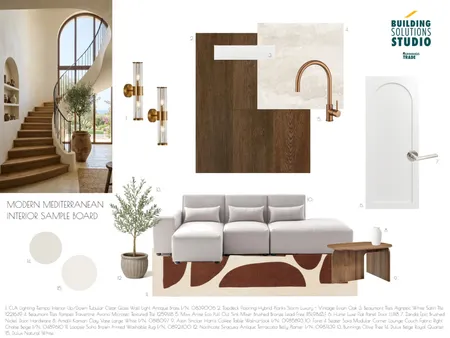 Modern Mediterranean - INTERIOR SAMPLE BOARD Interior Design Mood Board by bsschwh@bunnings.com.au