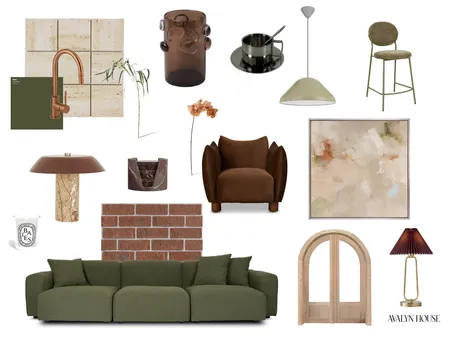 Olive Earthy Kitchen to Living Area Interior Design Mood Board by AVALYN HOUSE on Style Sourcebook