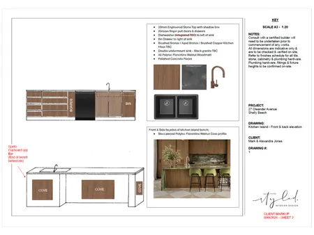 Jones Kitchen Island Elevation Interior Design Mood Board by Styled Interior Design