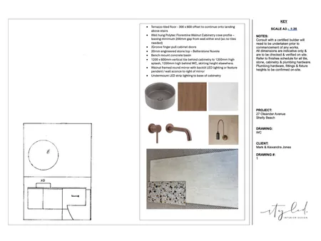 Jones Downstairs WC Elevation Interior Design Mood Board by Styled Interior Design