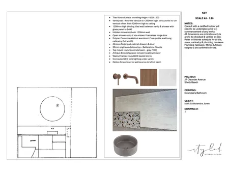 Jones - Downstairs Bathroom elevation Concept Interior Design Mood Board by Styled Interior Design