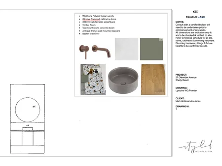 Jones - Upstairs Powder Room Elevation Concept Interior Design Mood Board by Styled Interior Design
