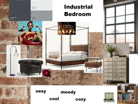 Industrial Bedroom Interior Design Mood Board by shelleylakeyoung