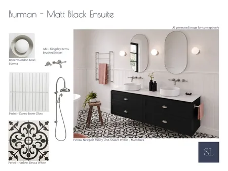 Burman Ensuite - Matt Black Vanity Interior Design Mood Board by Sharon Lynch Interior Design