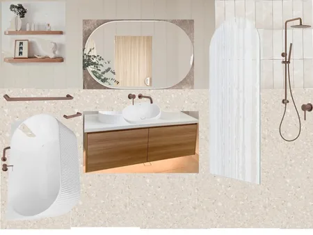 main bathroom beige terrazzo with antique bronze Interior Design Mood Board by kathok