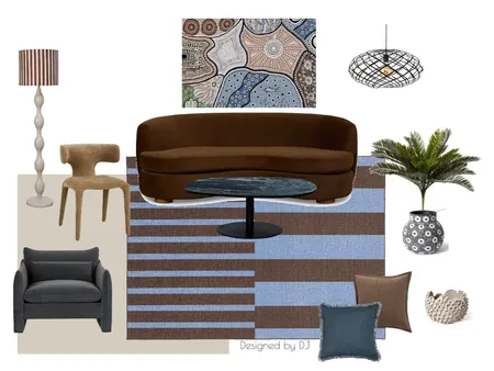 Blue n Brown Living Room Interior Design Mood Board by DebJordan101@gmail.com