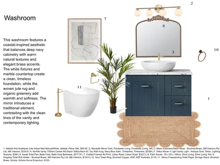 Washroom Interior Design Mood Board by Vinteriors