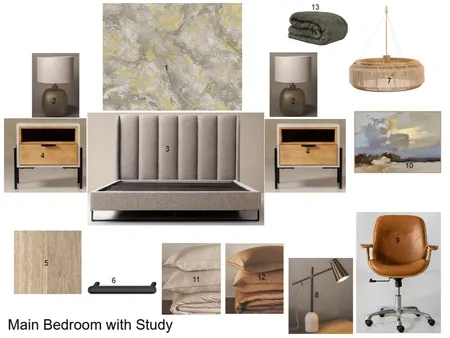 Main Bedroom with Study Interior Design Mood Board by delange.helen@gmail,com