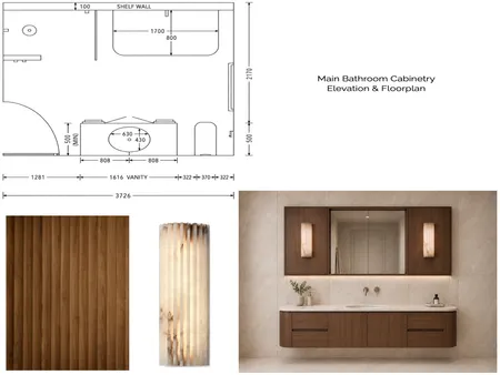 Mangan Bathroom Elevation & Floorplan Interior Design Mood Board by Styled Interior Design