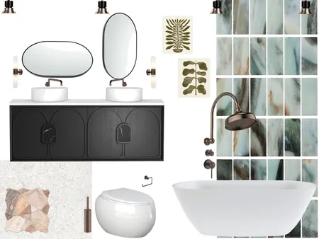 Blue tiled bathroom Interior Design Mood Board by alex hrl