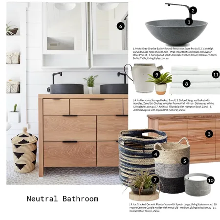 Neutral Bathroom Interior Design Mood Board by Jo Taylor on Style Sourcebook