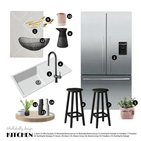 BW Kitchen Interior Design Mood Board by hollymiskimmin on Style Sourcebook