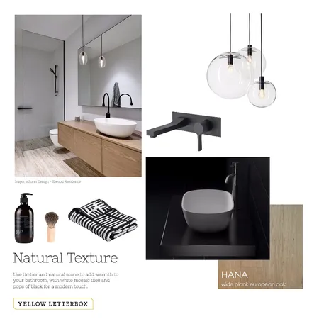 Natural textures bathroom Interior Design Mood Board by Yellow Letterbox on Style Sourcebook