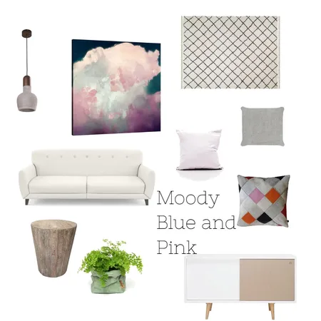 Moody Blue and Pink Living Room Interior Design Mood Board by Ariella on Style Sourcebook