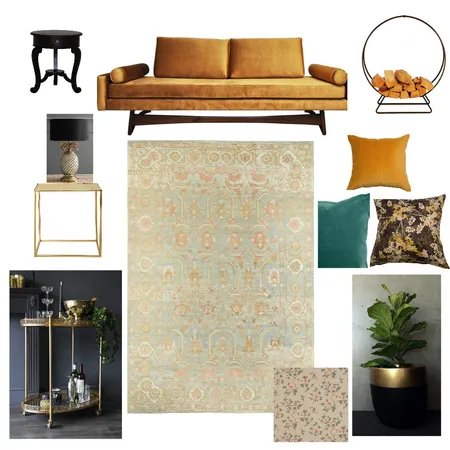 Black and Gold Lounge Room Interior Design Mood Board by natalie.aurora on Style Sourcebook