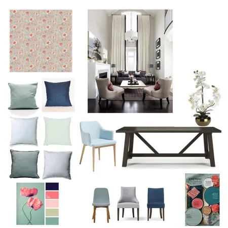 Office / dining (blue, green,pink) Interior Design Mood Board by natalie.aurora on Style Sourcebook