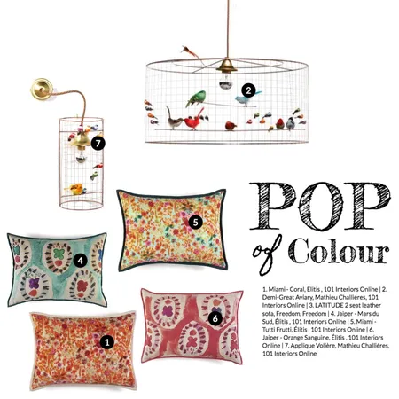 Pop of Colour Interior Design Mood Board by 101 Interiors Online on Style Sourcebook