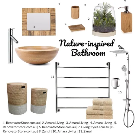 Nature themed bathroom Interior Design Mood Board by renovatormate on Style Sourcebook