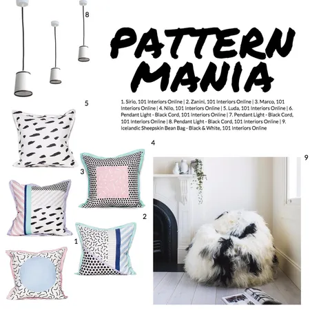 Pattern Mania Interior Design Mood Board by 101 Interiors Online on Style Sourcebook