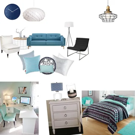Alexis's Blue bedroom Interior Design Mood Board by Evangeezy on Style Sourcebook