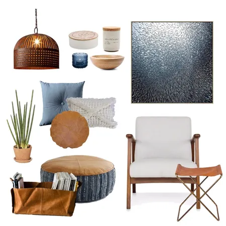 Leather and blue Interior Design Mood Board by Thediydecorator on Style Sourcebook