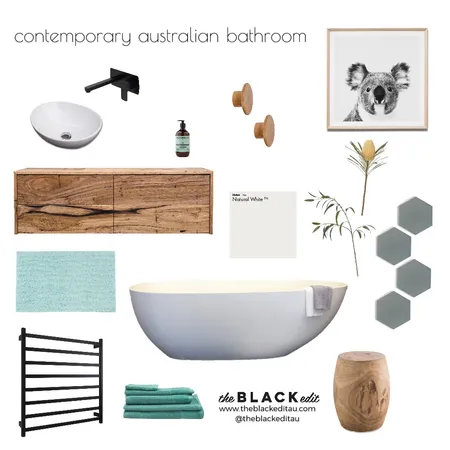 Contemporary Australian Bathroom Interior Design Mood Board by THE BLACK EDIT on Style Sourcebook