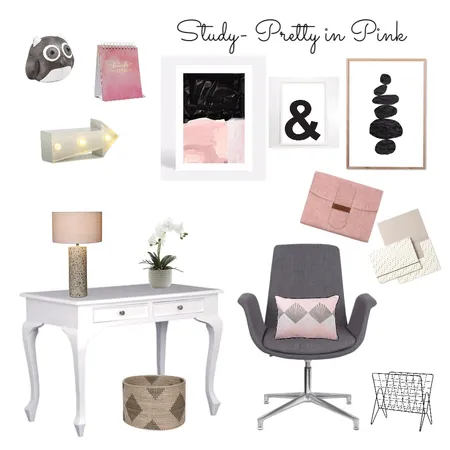 Study - Pretty in Pink Interior Design Mood Board by Harvey Interiors on Style Sourcebook